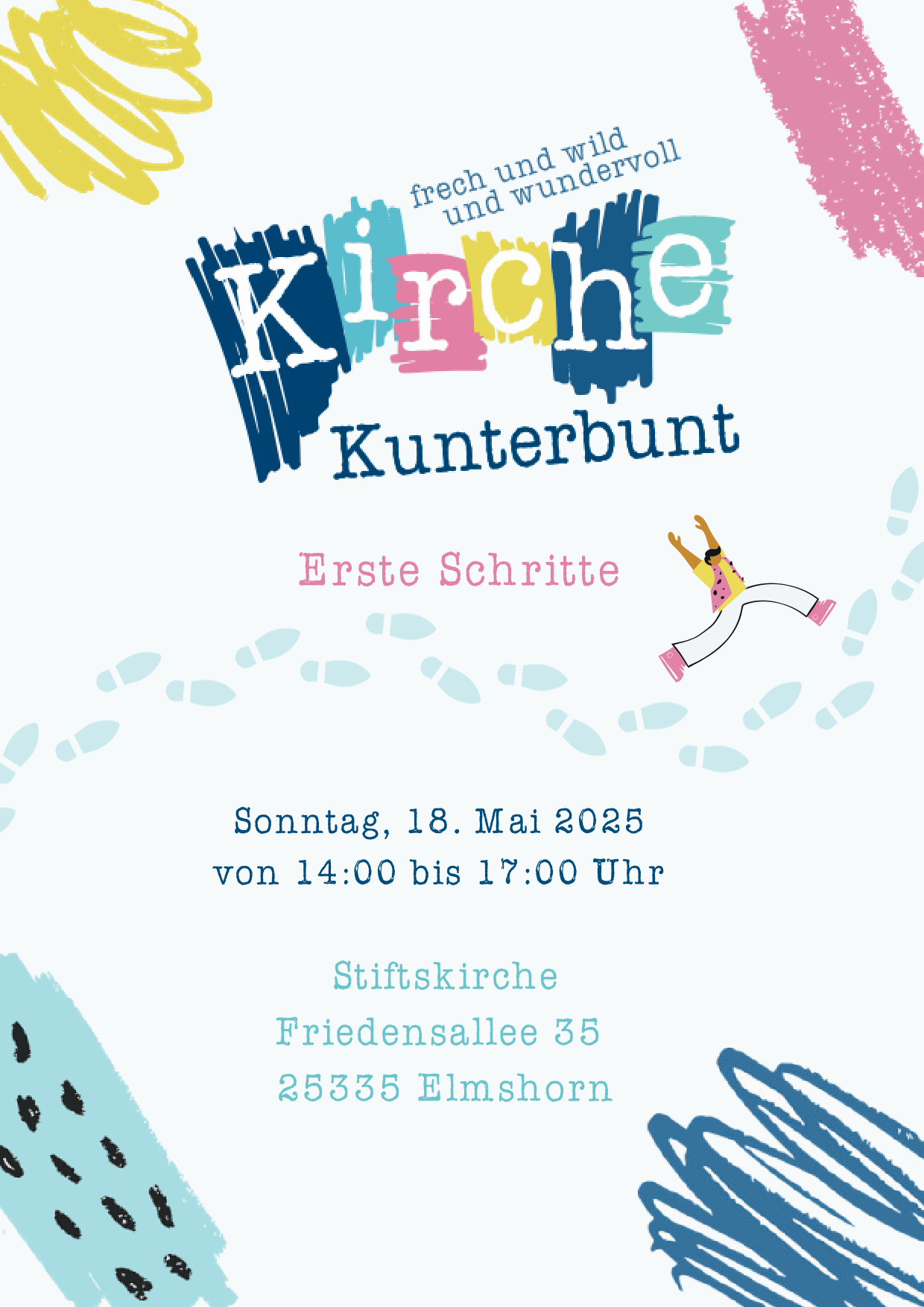 Flyer Kirche Kunterbunt Erste Schritte